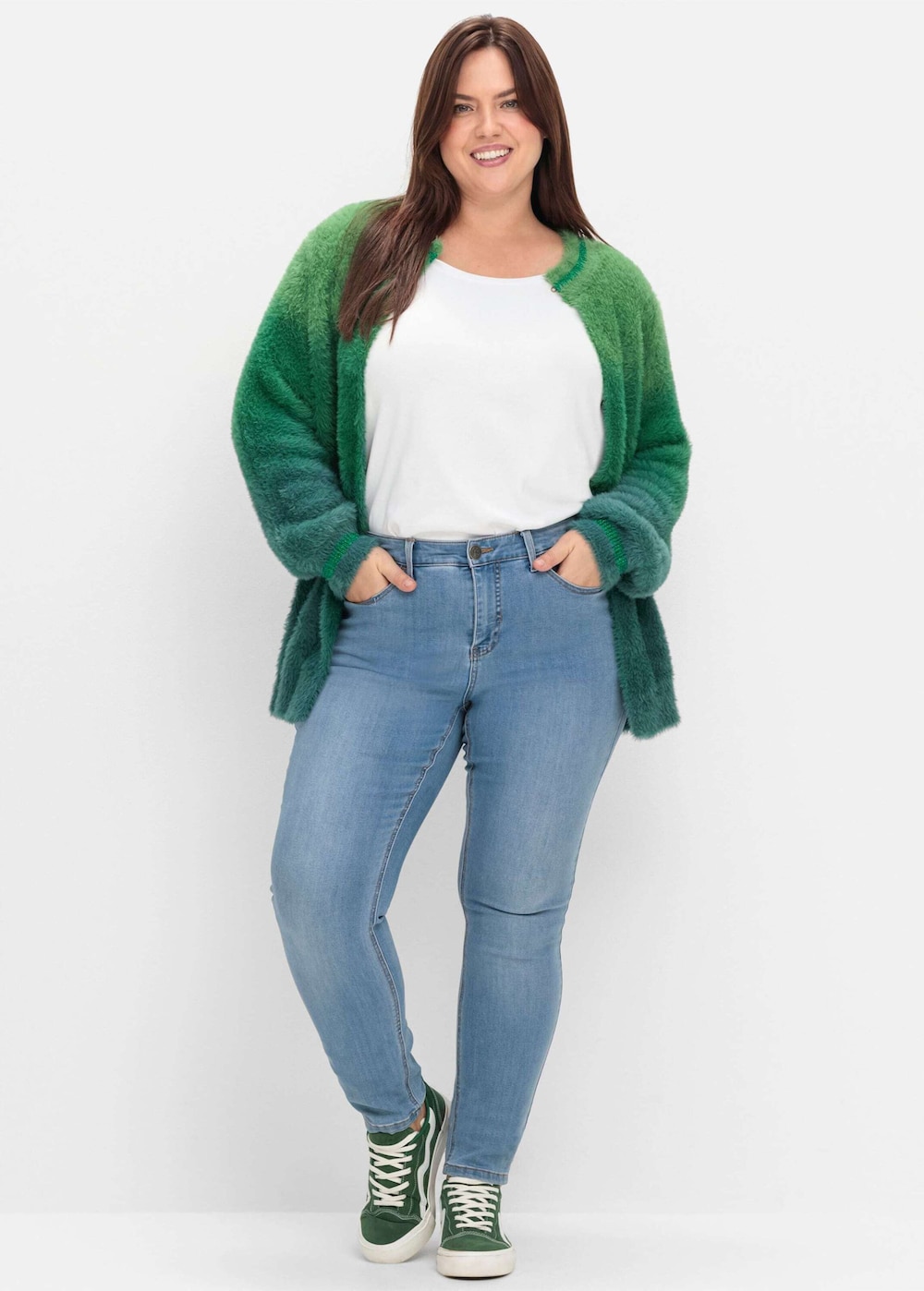 Strickjacke Langarm Farbverlauf Ohne Kragen