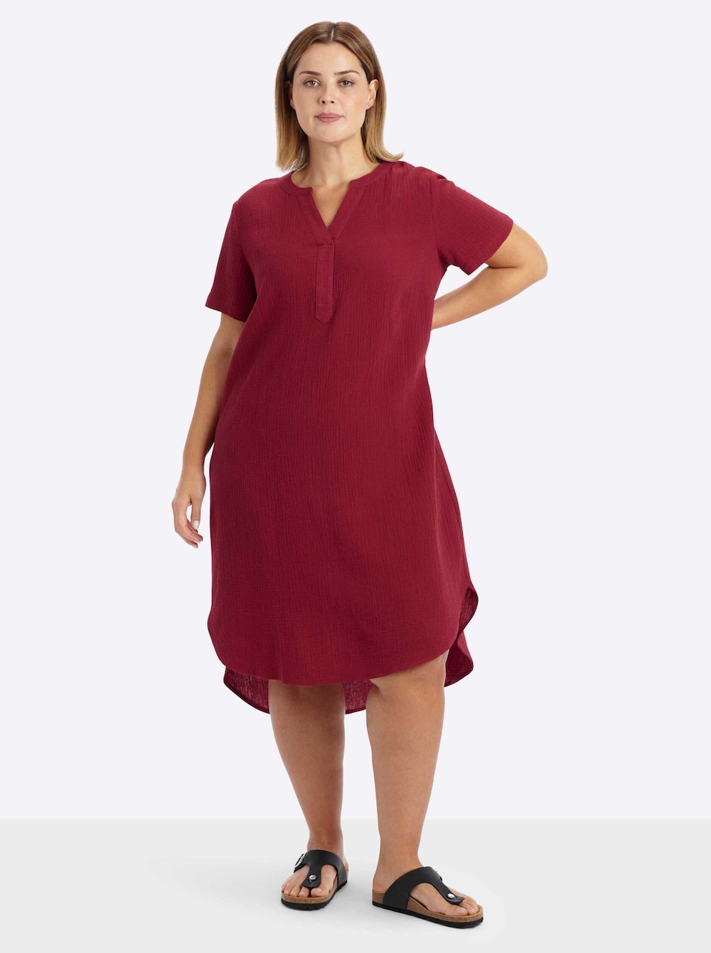 Kleid Kurzarm Ohne Kragen