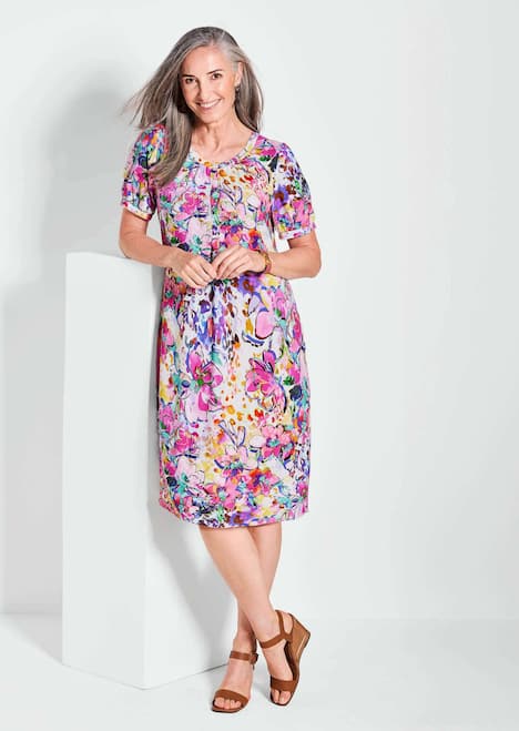 GOLDNER Jurk Jurk in overgooiermodel met een bloemenprint