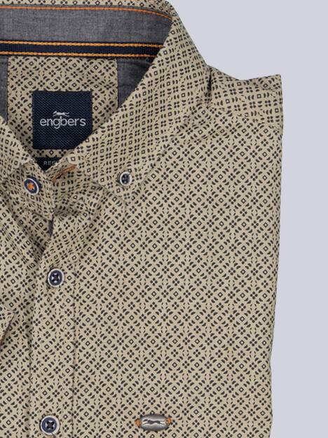 engbers Herren Kurzarm-Hemd gemustert , Sand