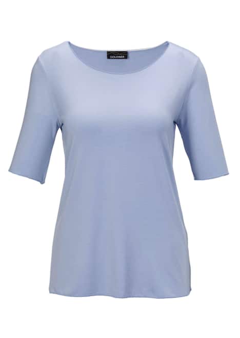 GOLDNER Shirt met ronde hals Veelzijdig te combineren shirt met korte mouwen en harmonieuze sierrand