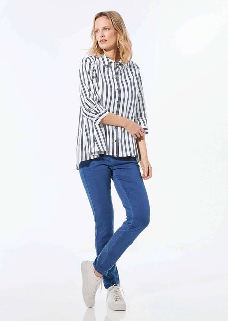 Schlichte Baumwoll-Bluse mit 3/4-Arm