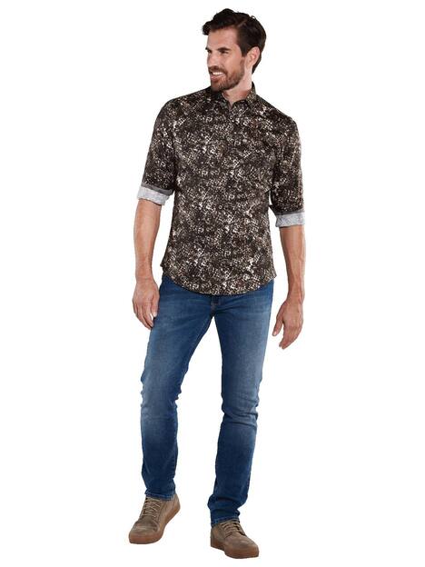 engbers Herren Langarm-Hemd gemustert , Schwarzbraun