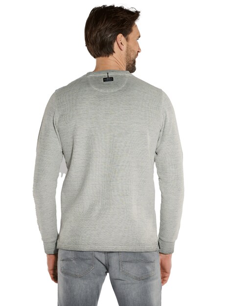 Herren Langarm-Shirt strukturiert , Silbergrau