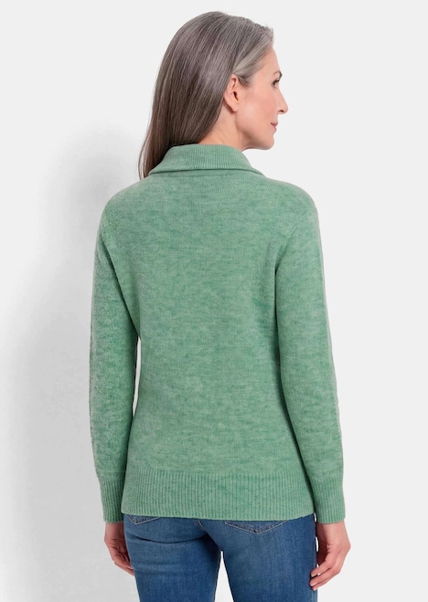 Melange-Cardigan mit Reißverschluss