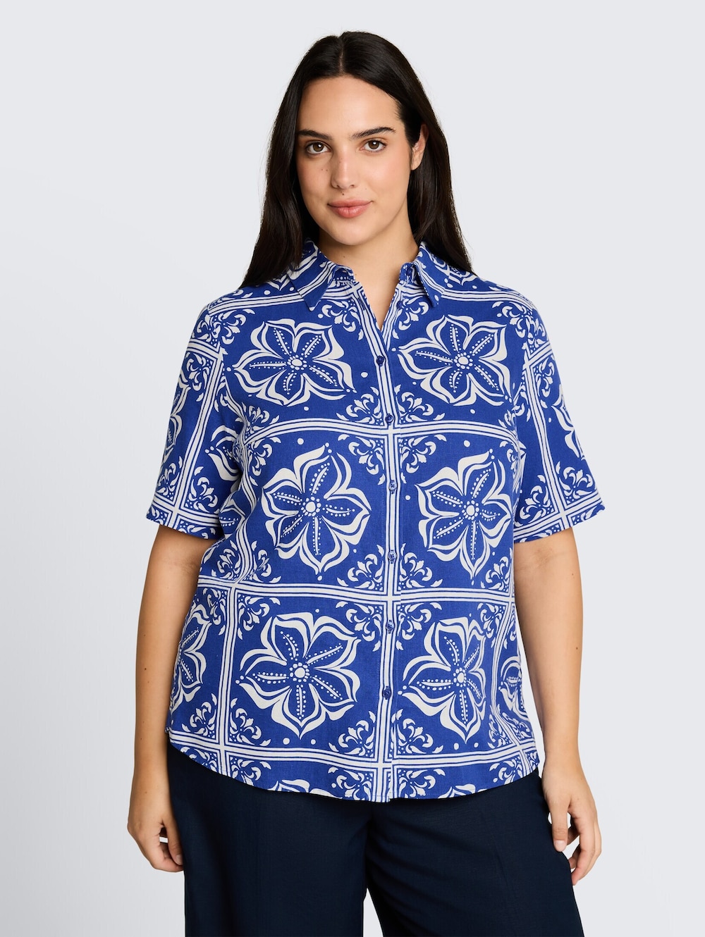 Loose Fit Bluse mit Leinenanteil