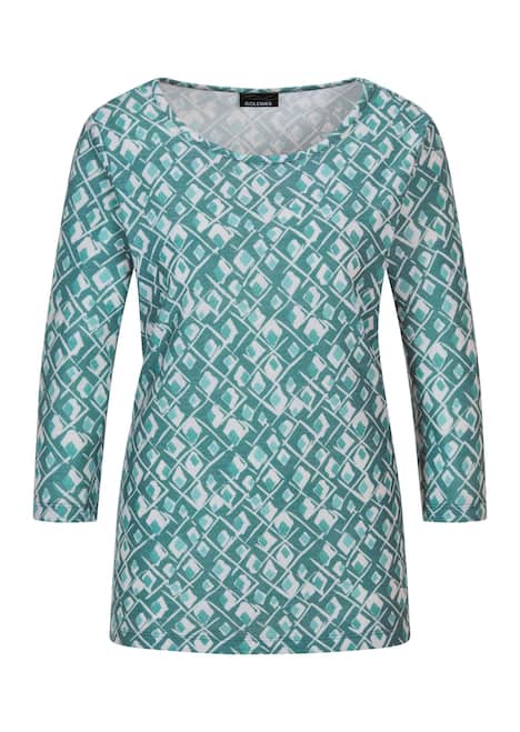 Halbarm Viskoseshirt im Allover-Design