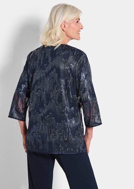 Elegante Pailletten-Jacke, V-Ausschnitt