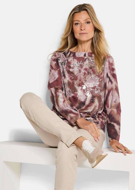 Langarm Printshirt, U-Boot-Ausschnitt