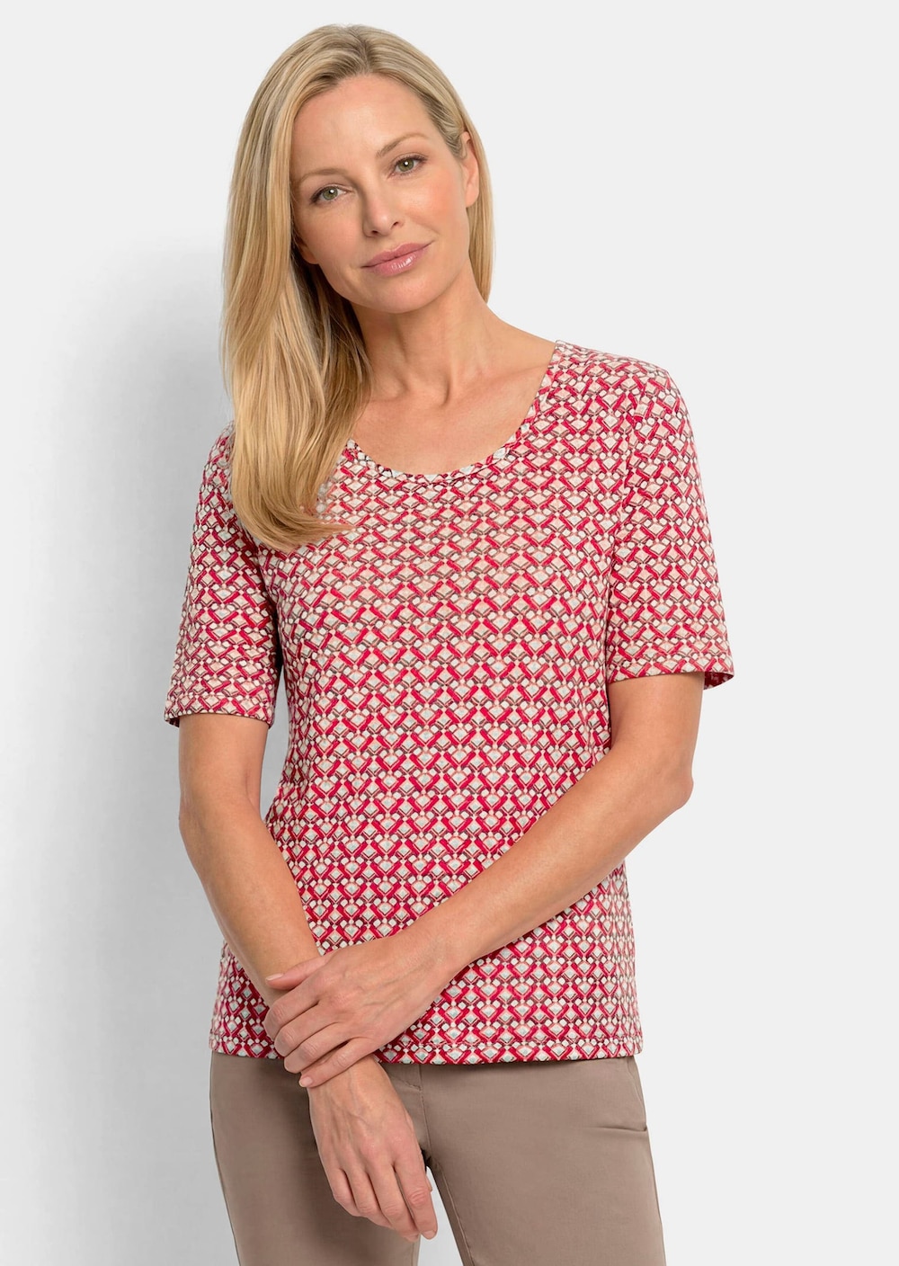 Jersey shirt met minimalistisch ruitpatroon