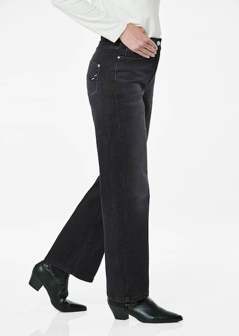 Denim jeans met wijde pijpen