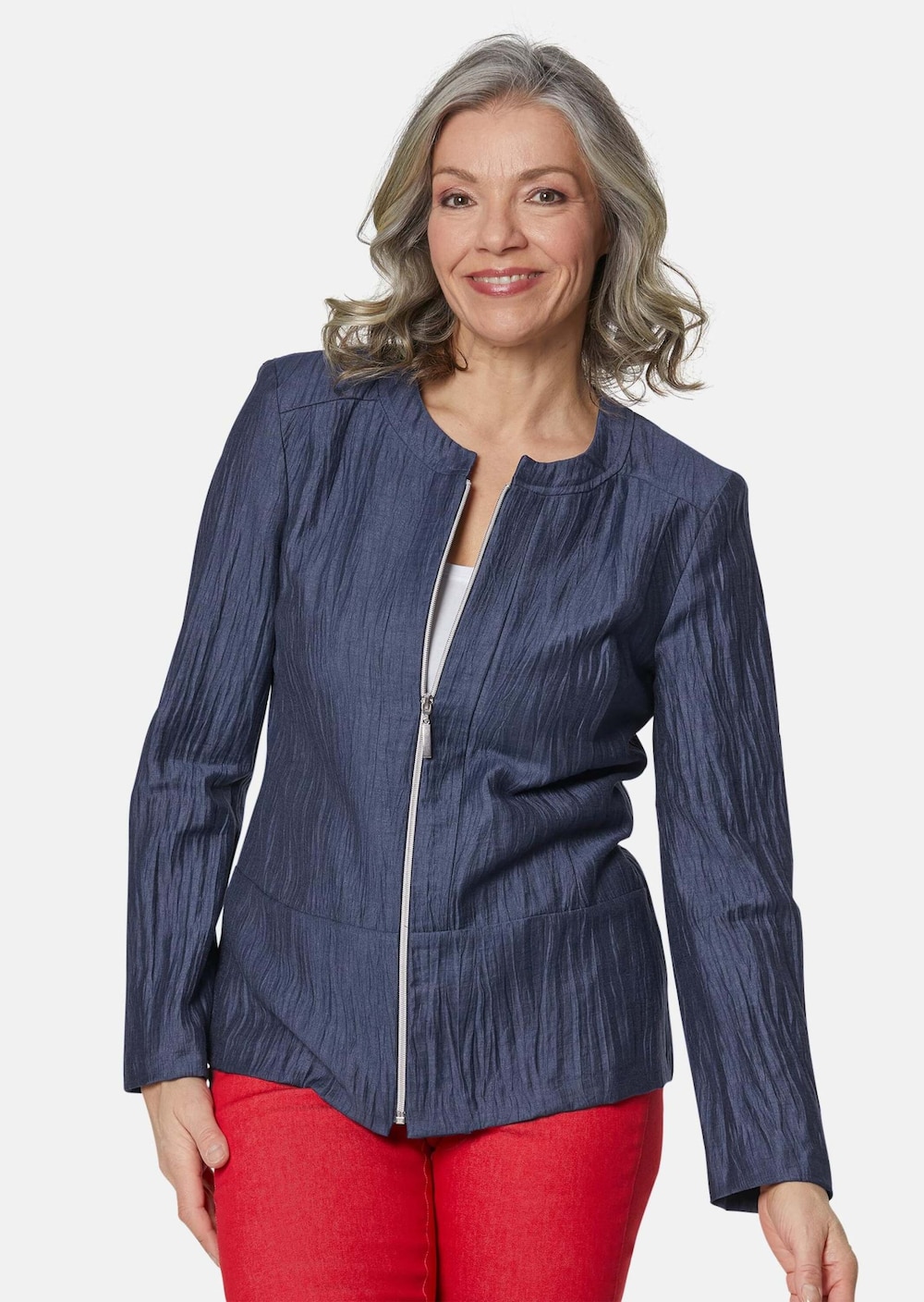 Leichter Struktur-Blazer mit Reißverschluss