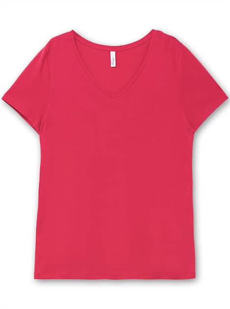 T-Shirt Kurzarm Uni Ohne Kragen