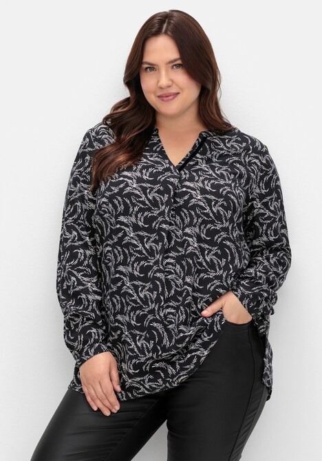 Tunika Langarm Paisley Ohne Kragen