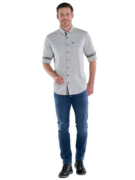 engbers Herren Lnagarm-Hemd uni , Silbergrau