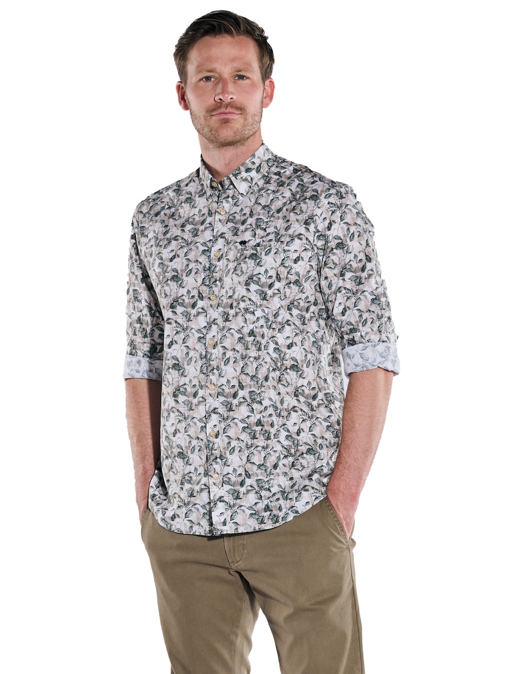 engbers Herren Langarm-Hemd gemustert , Dunkelgruen