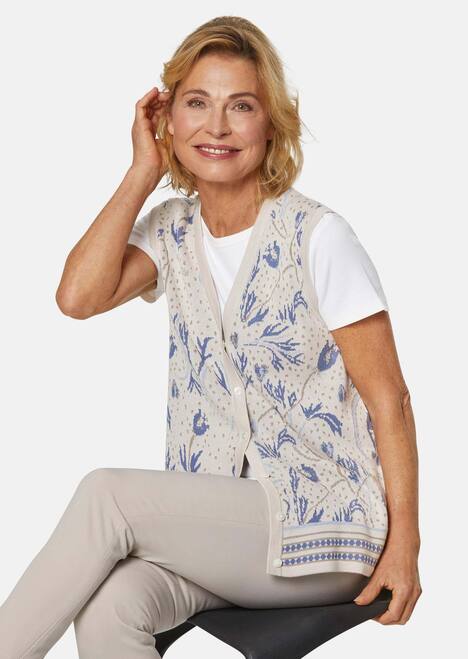 GOLDNER Jacquardvest Verbloemend jacquard tricot vest in hoogwaardige kwaliteit