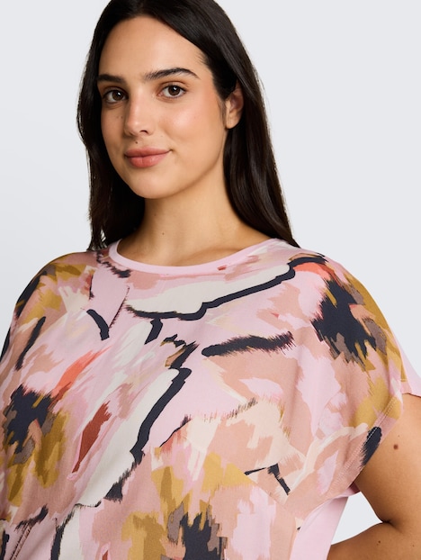 T-Shirt im Material-Mix