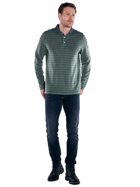 engbers Herren Langarm-Shirt mit Polo-Kragen , Petrolgruen