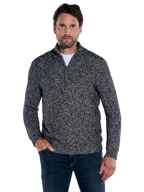 engbers Herren Pullover mit Troyerkragen , Schwarz
