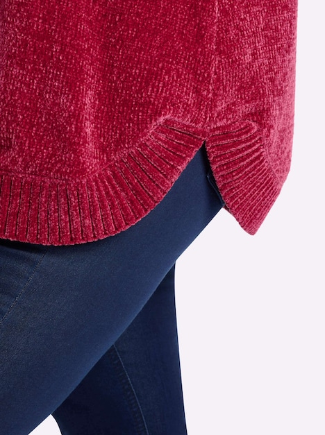 Pullover Pullover aus weicher Chenille-Qualität Langarm ohne Kragen
