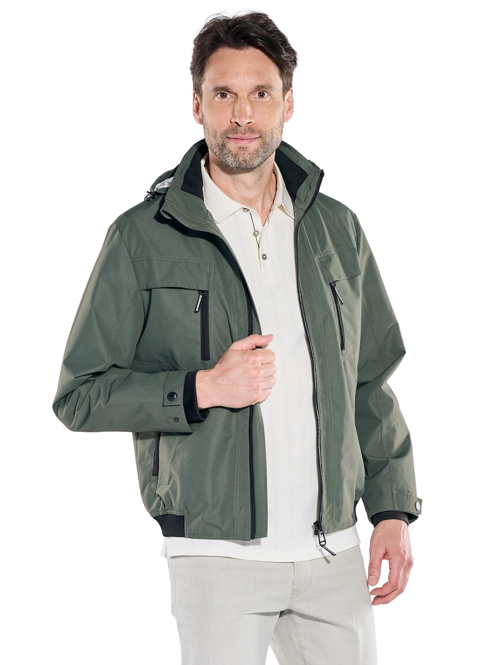 Herren Leichte Funktionsjacke mit Bündchen , Oliv