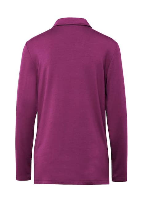 Langarm Poloshirt mit Schmuckband an Knopfleiste