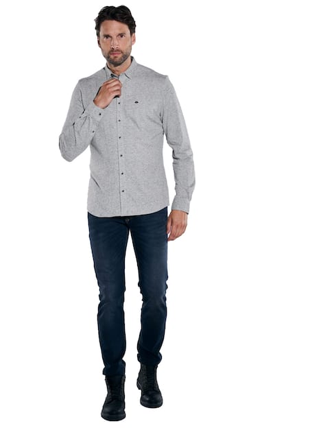 engbers Herren Langarm-Hemd slim fit , Silbergrau