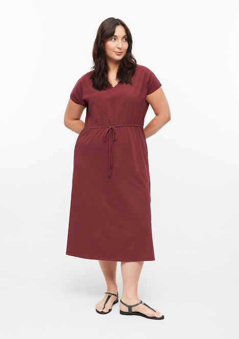 Jerseykleid in Midilänge mit Tunnelzug
