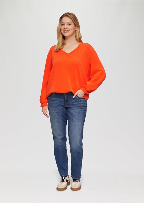 Scuba-Sweatshirt mit V-Ausschnitt