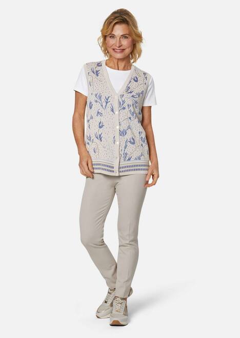 GOLDNER Jacquardvest Verbloemend jacquard tricot vest in hoogwaardige kwaliteit