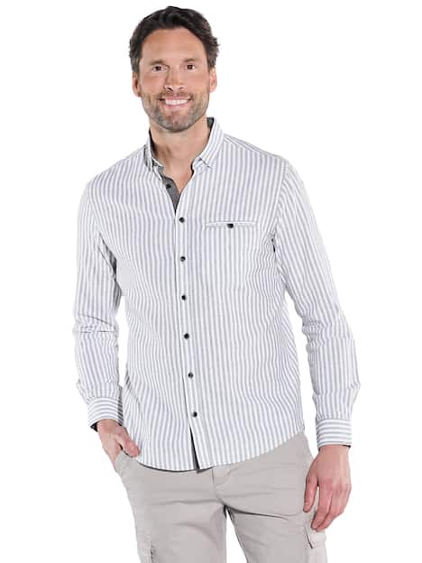 engbers Herren Langarm-Hemd gestreift , Oliv