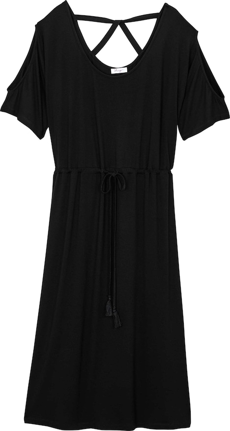 Jersey-Kleid Kurzarm Ohne Kragen