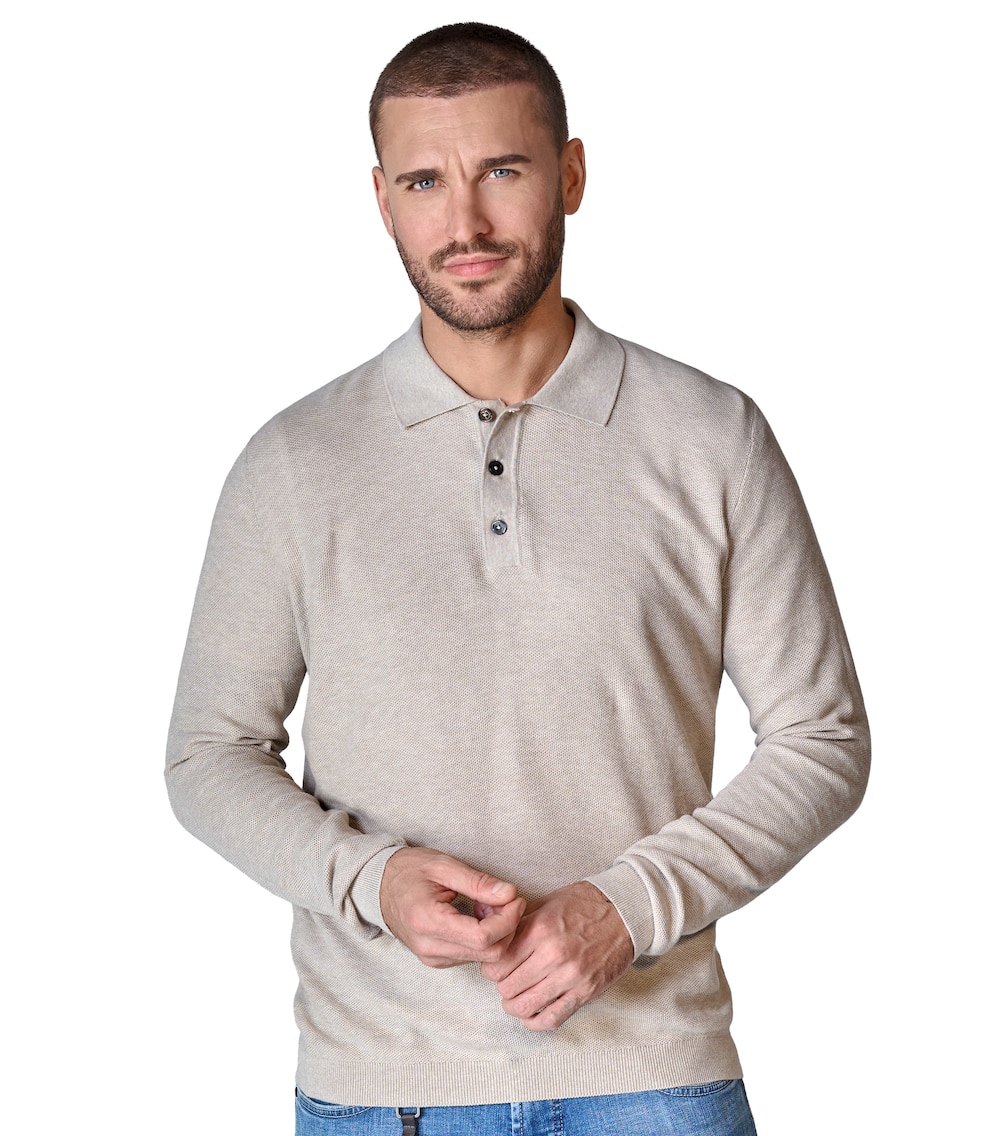 Polo-Shirt Langarm uni