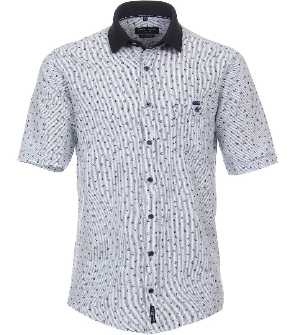 Leinenhemd Kurzarm Print Casual Fit