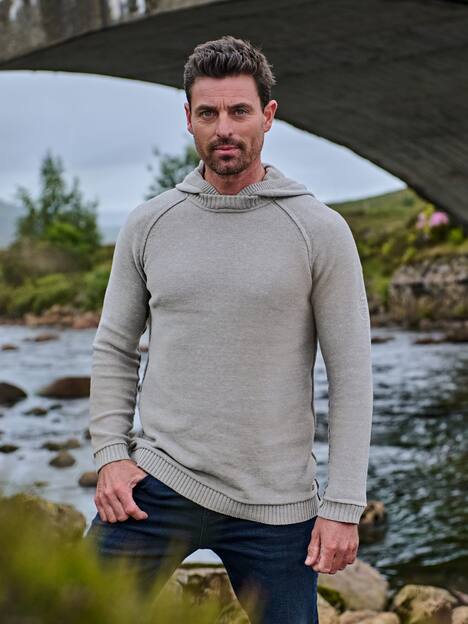 engbers Herren Pullover mit Kapuze , Silbergrau