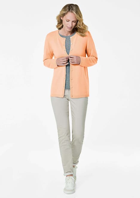 Kaschmirstrickjacke mit Rundhalsausschnitt