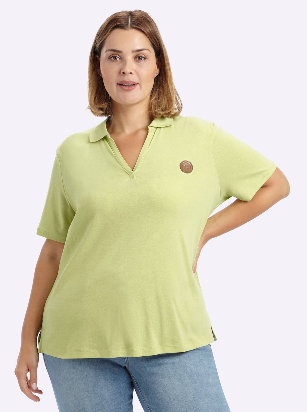 Poloshirt Poloshirt mit V-Ausschnitt Kurzarm Polokragen
