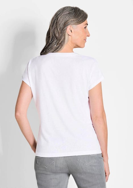 Luftiges Basicshirt mit V-Ausschnitt