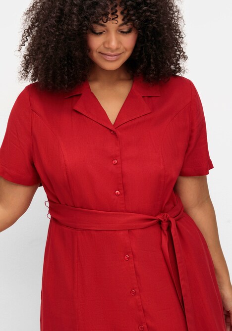 Kleid Kurzarm Uni Hemdkragen