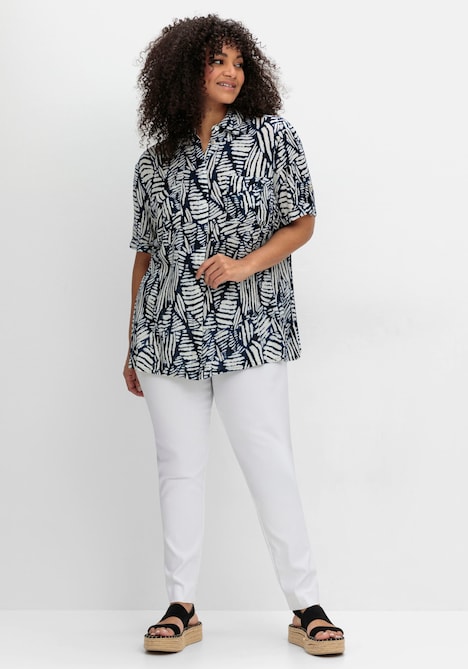 Kurzarmbluse Hemdbluse mit Alloverdruck Kurzarm Sonstiges Muster Hemdkragen