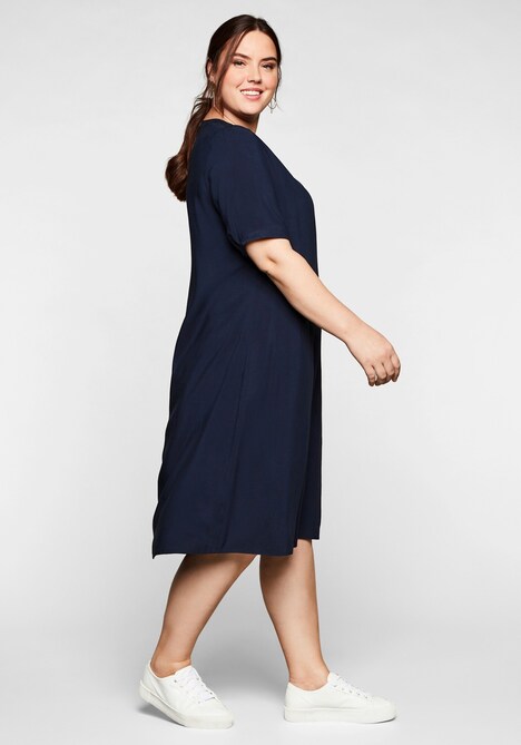 Sommerkleid Kurzarm Uni Ohne Kragen