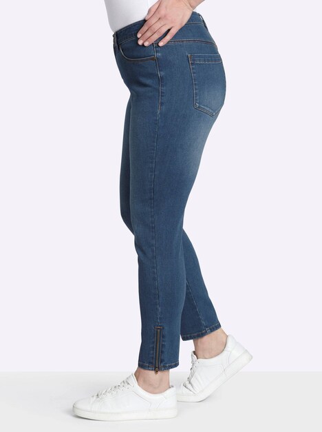 Jeans Slim-fit-Jeans mit Zipper am Saum normal Formbund
