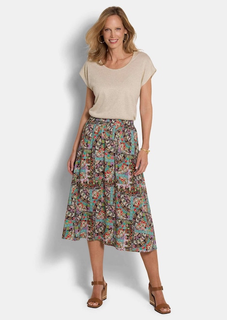 Viscose rok met patchprint