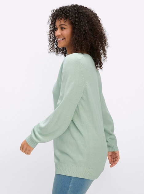 Langarm-Pullover Strickpullover mit U-Boot-Ausschnitt Langarm Ohne Kragen