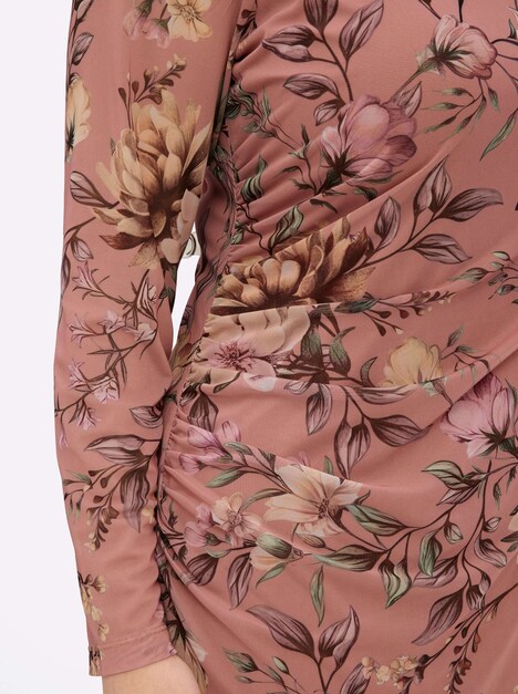 Mesh-Kleid Blumenkleid aus Mesh-Qualität Langarm Ohne Kragen