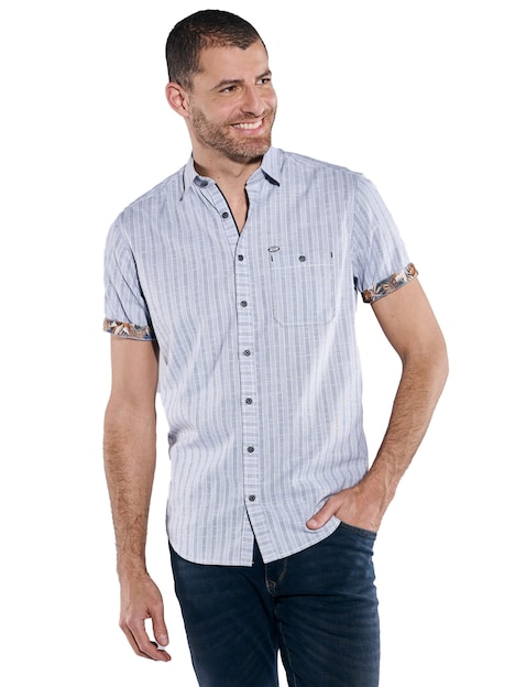 Herren Kurzarm-Hemd strukturiert , Marineblau