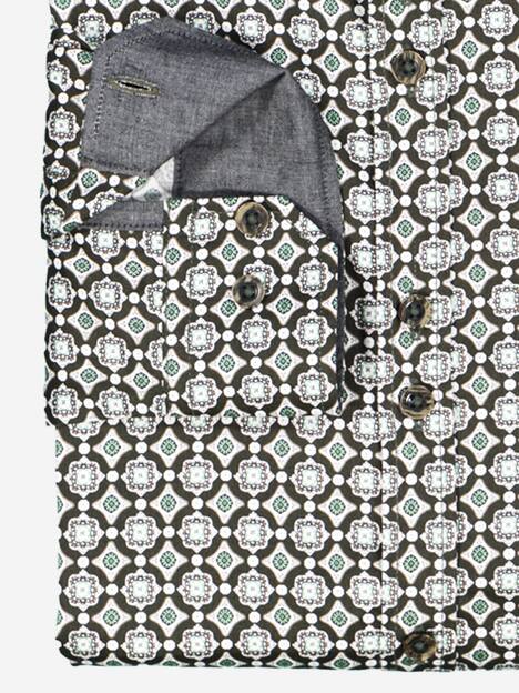 engbers Herren Langarm-Hemd gemustert , Gruen