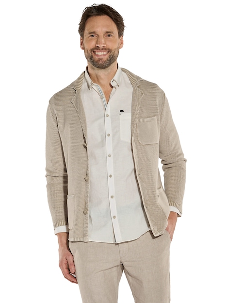 Herren Strick-Sakko strukturiert , Sand