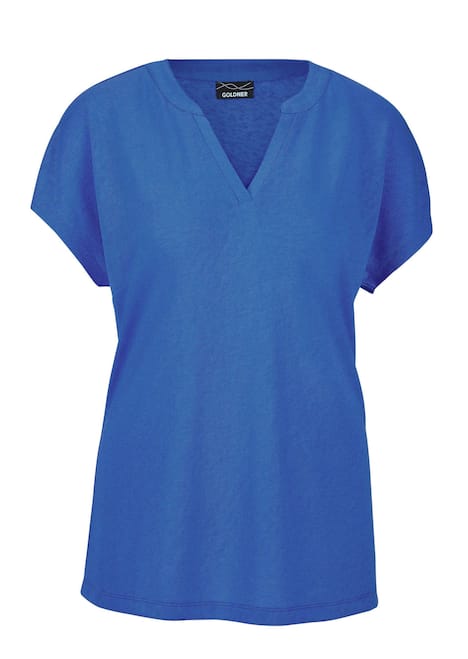 Luftiges Basicshirt mit V-Ausschnitt